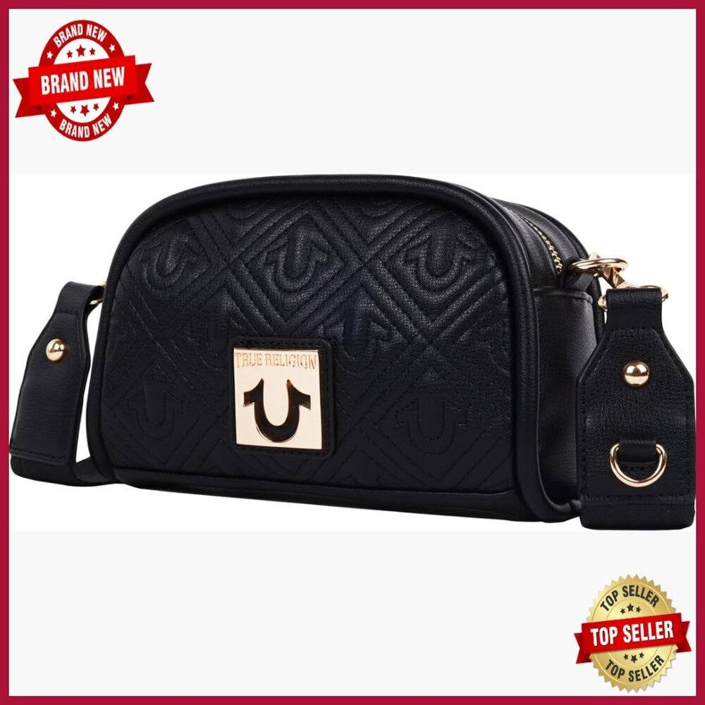 Small Structured Crossbody Bag, Adjustable Strap, Quilted Pattern, Zip Closure